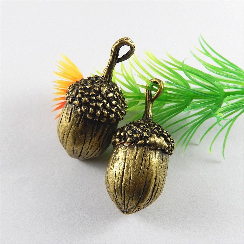 5pcs Antiqued Bronze Alloy Acorn Pendant Charm Handmade Jewelry Craft 40x18x16mm