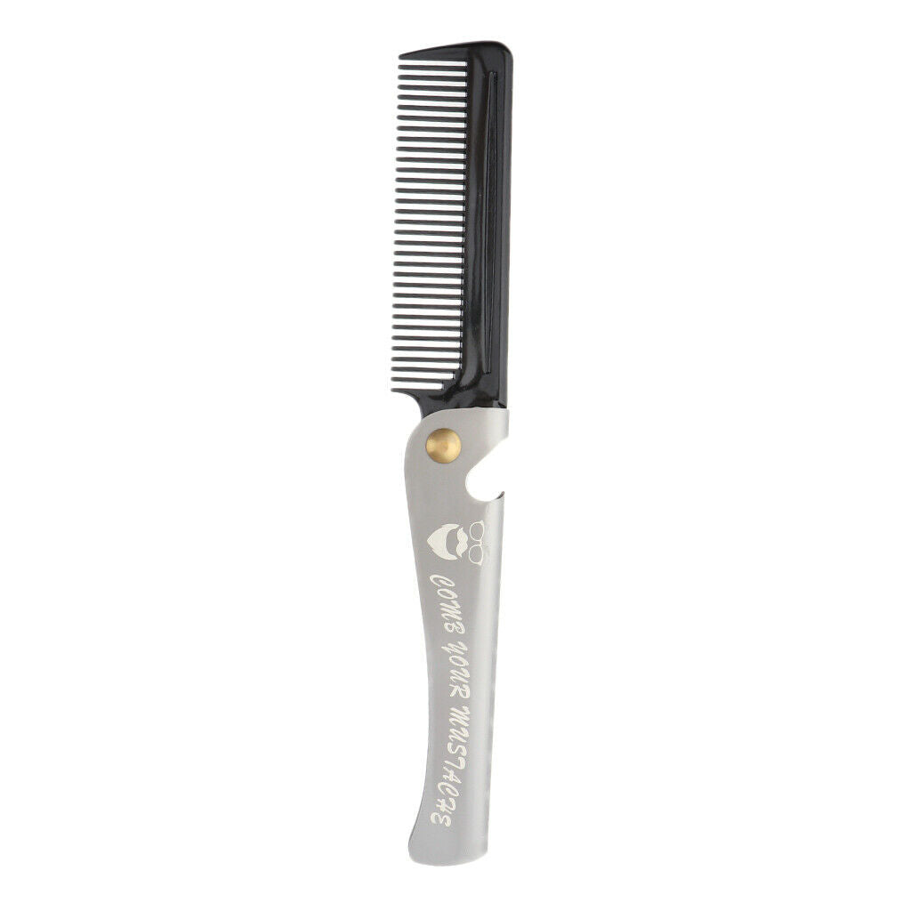 2Pcs Pocket Stainless Steel Folding Mustache Grooming Comb Hair Styling Comb