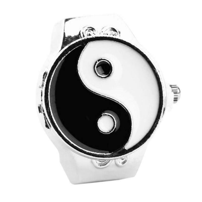 Women Dial Quartz Analog Finger Ring Watch Elastic Gift Fashion Creative Steel