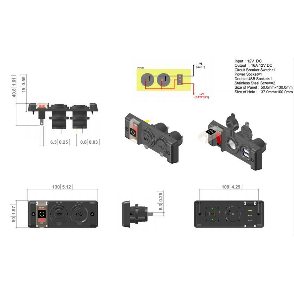 Universal Charging Socket Cigarette Lighter 12V USB for ATV Motorcycle