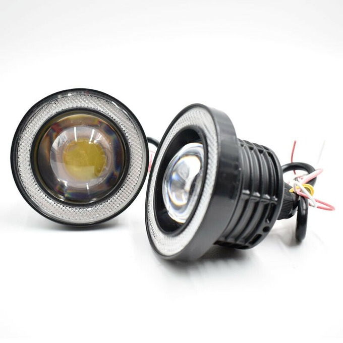 2x 3.5" 89mm Universal LED Fog Light Blue COB Halo Angel Eye Ring Car DRL Lamp