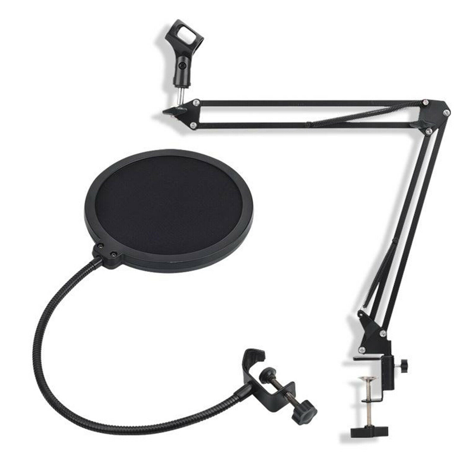 Desk Clamp Supesion Scissor Arm Microphone Stand Bracket with Mic Wind Screen