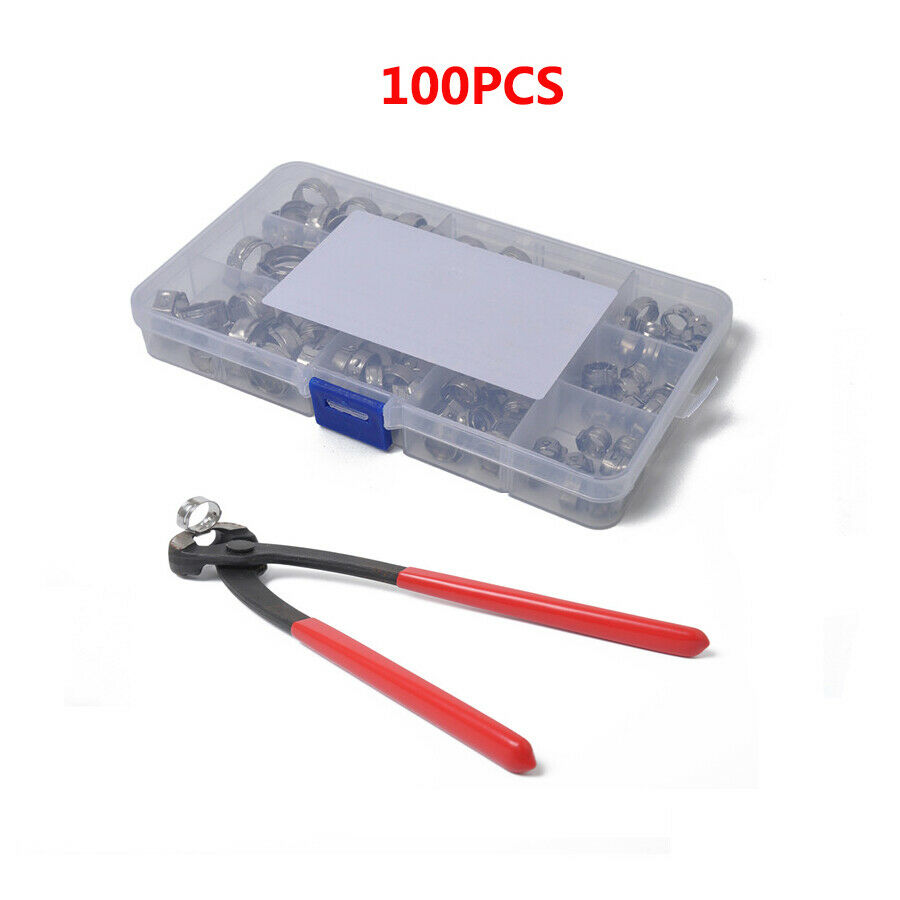 100X Universal Hose Clamp+Clamp pliers Set Stainless Steel Clamp 10 Models Boxed