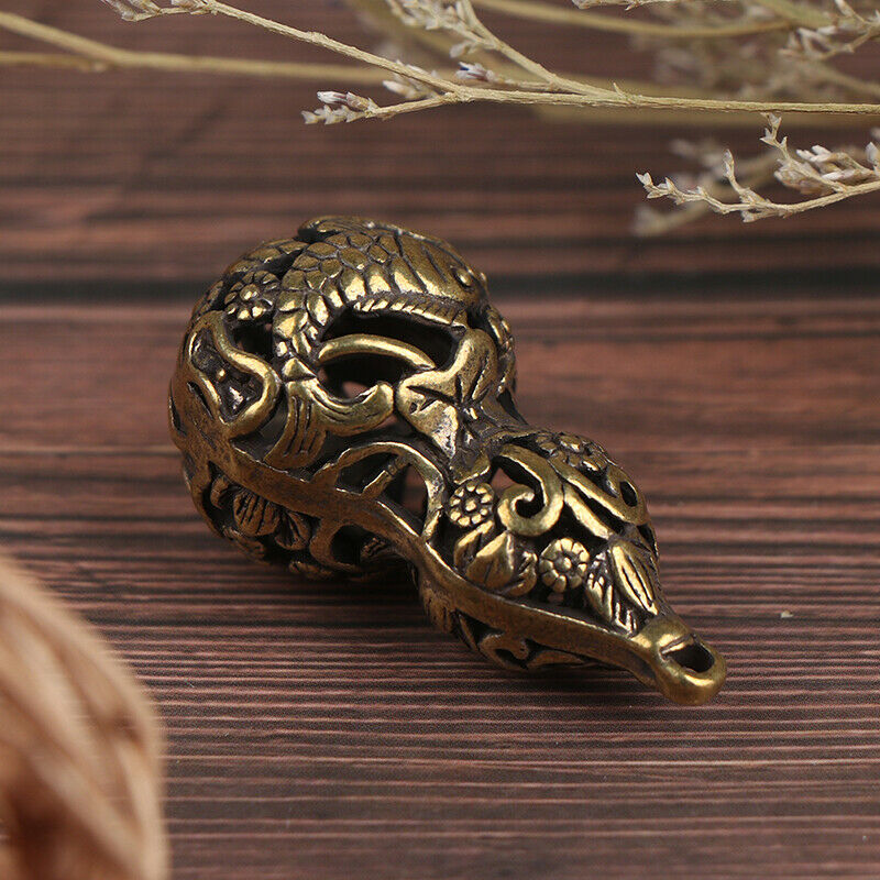 Retro Brass Hollow Gourd Chinese Traditional DIY Key Chain Lucky Penda.l8
