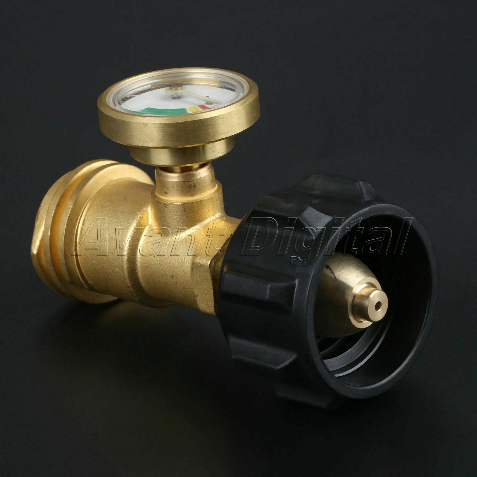 Outdoor Camping QCC1/POL Propane Gas Tank Valves Adapter w/ Pressure Meter Gauge