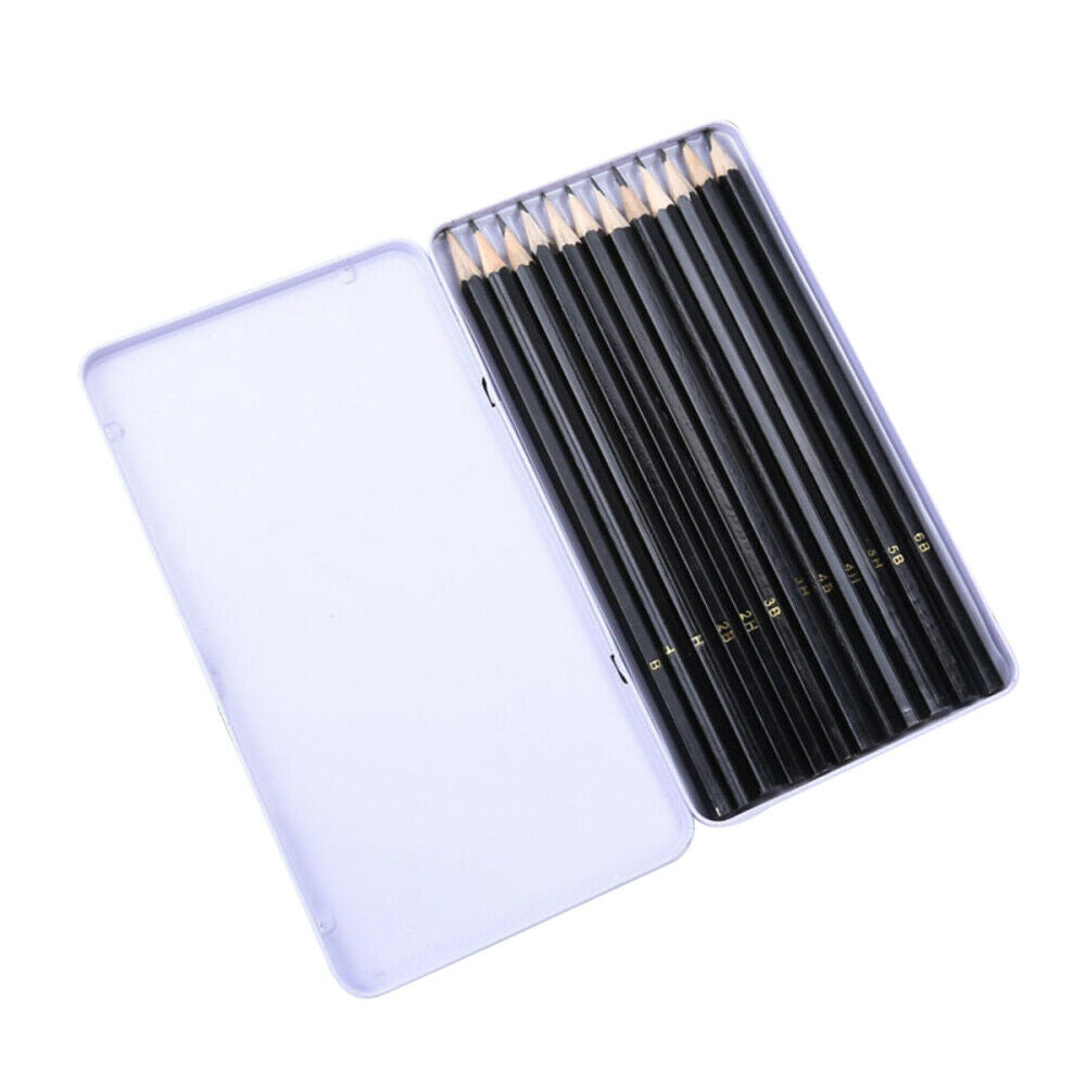 Pre Sharpened Black Wood School Pencils Drawing Art Student Office Supplies 12PC
