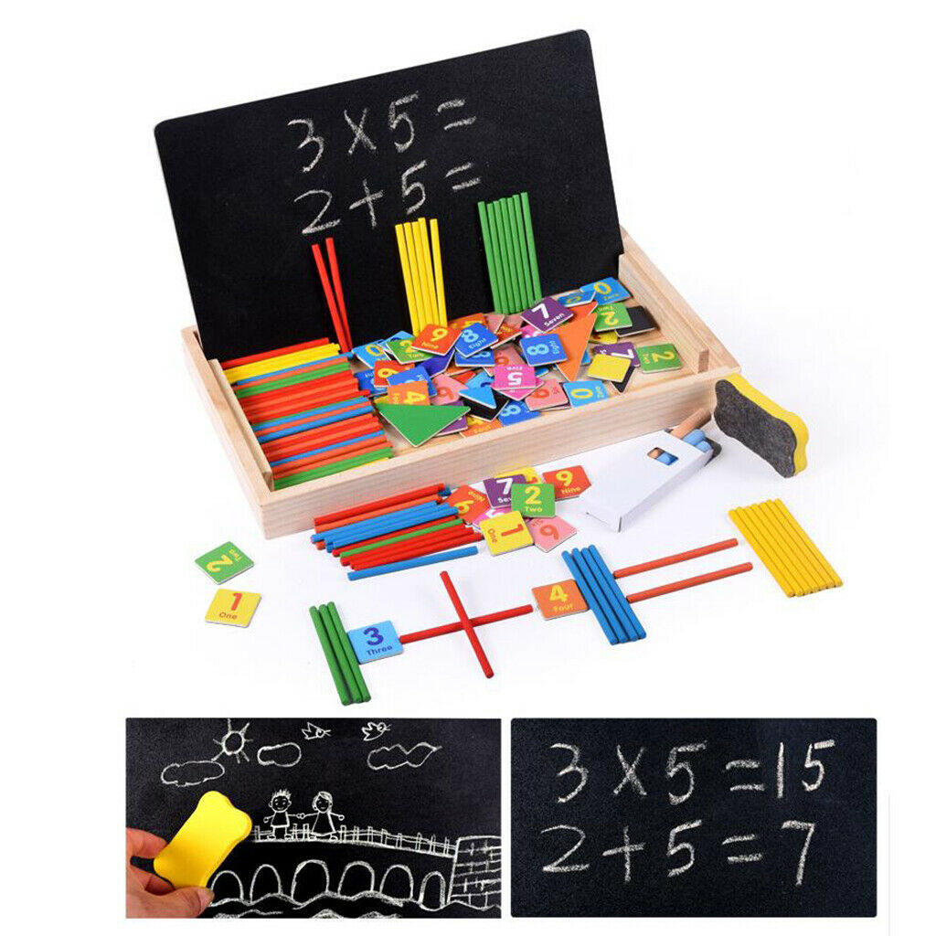 Counting Sticks Wood Montessori Card Math Learning Kids Tangram Toys Write