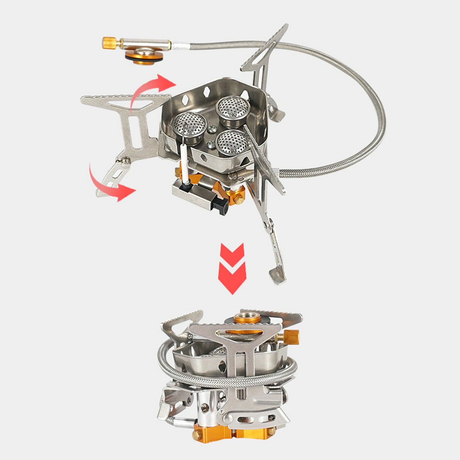 5800W Camping Gas Stove Cooking Tool Lightweight 3 Furnaces Heads for Travel