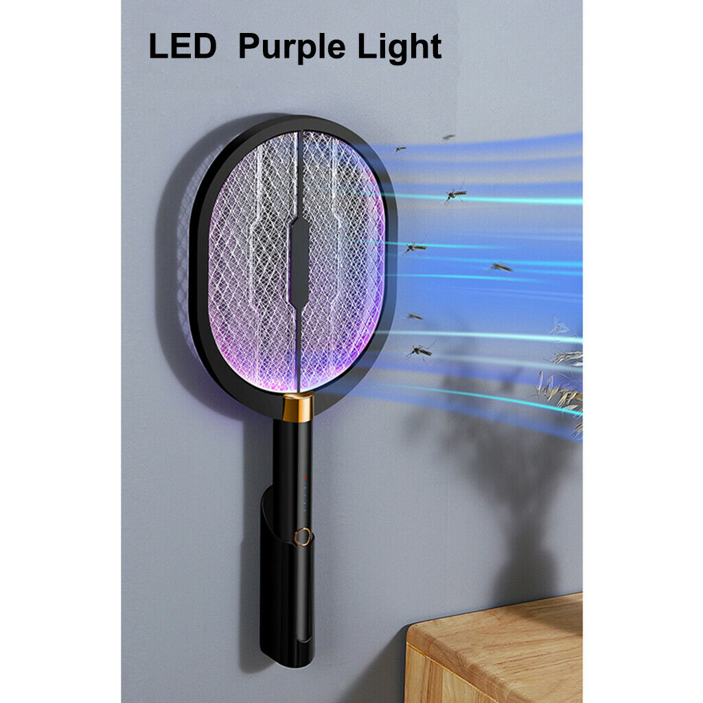 3 In 1 Electric Mosquito Swatter 3000 Volt Bright LED Light USB Rechargeable