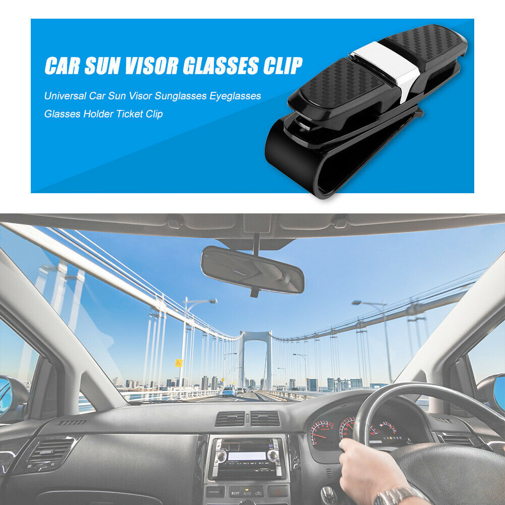 Universal Car Sun Visor Sunglasses Eyeglasses Glasses Holder Ticket Clip @