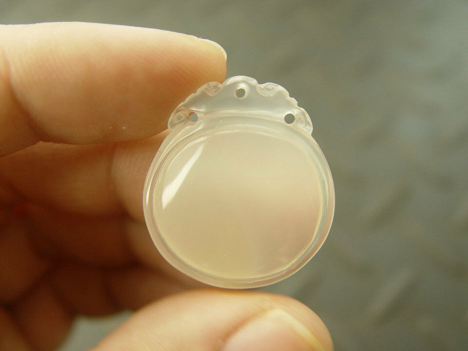 Natural chalcedony agate Chinese Jade Icy hand carved Pendant Mirror Armour A+