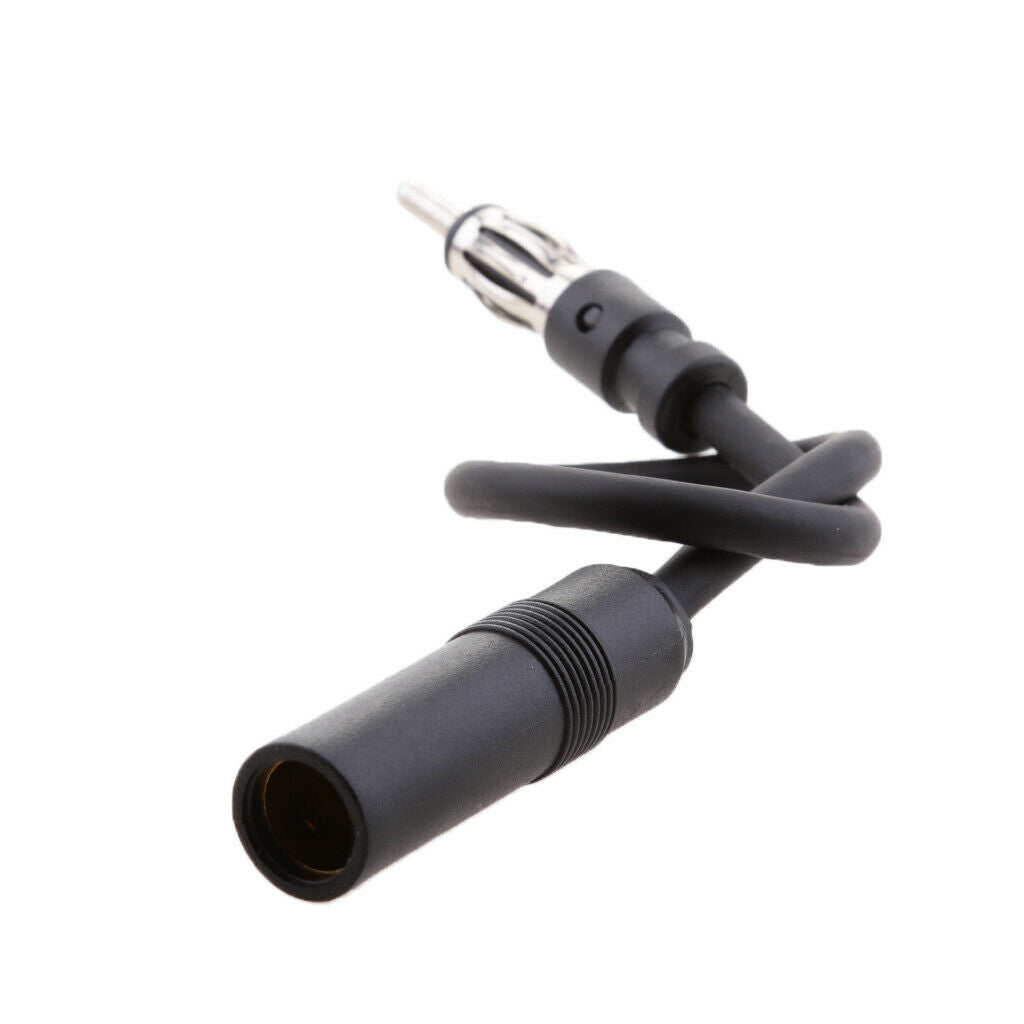 Black Auto Car Antenna Extension Cord Male Female AM/FM Radio Adapter Cable