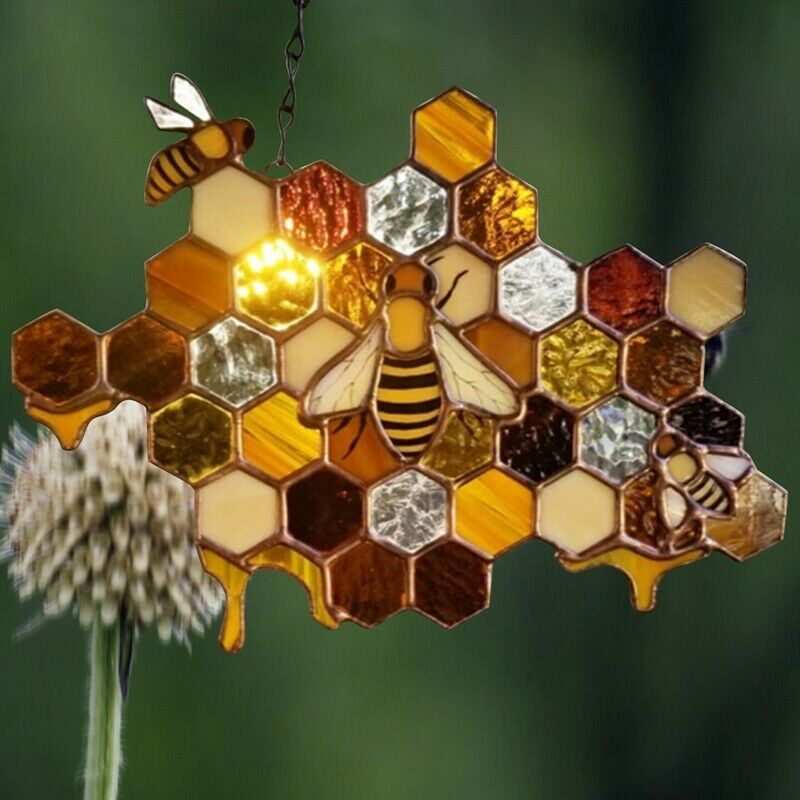 Queen & Bee Protect Honey Suncatcher Honey Bee Mosaic Handmade Home DecoratiU1O4
