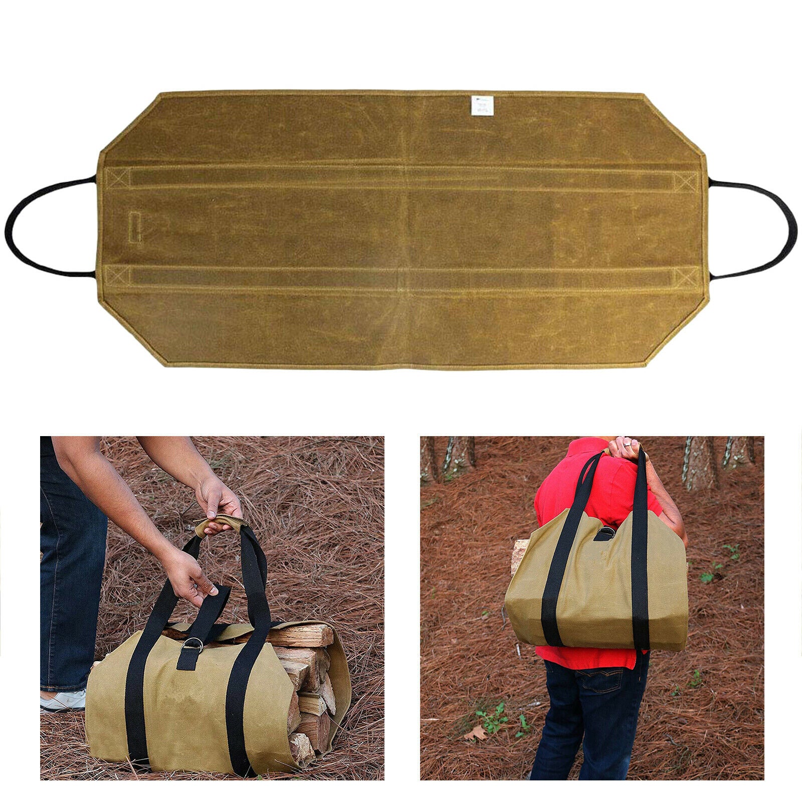 Large Capacity Canvas Log Carrier Bag Outdoor Firewood Holder Best Gifts