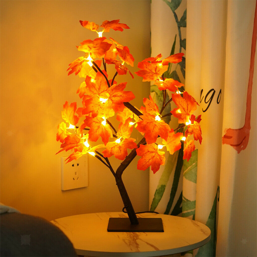 LED Maple Tree Light DIY Thanksgiving Day Home Bedroom Bedside Autumn Lamps