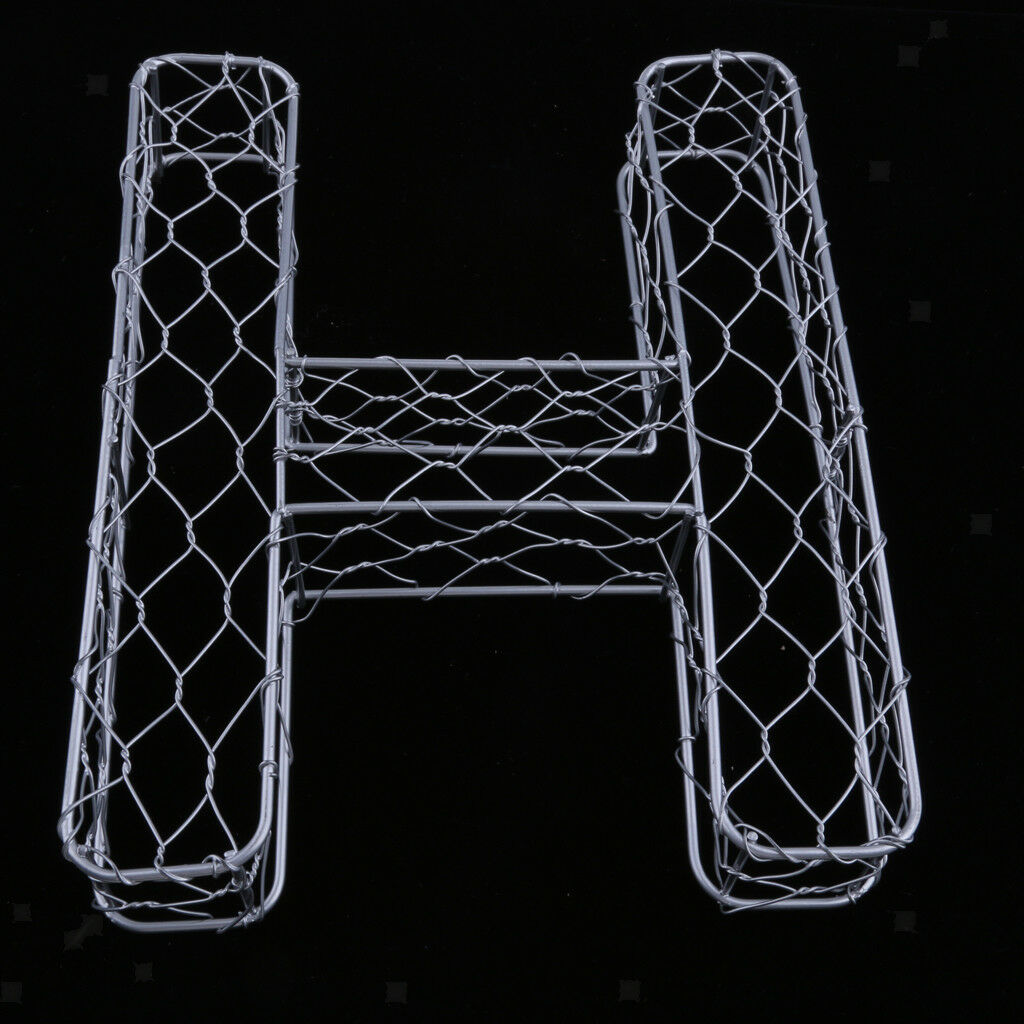 Letter Style Wall Art Metal Iron Frame Wire Wreath Metal Planter Craft DIY H