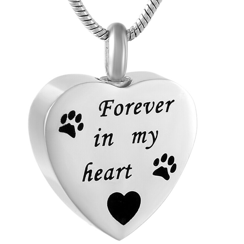 Stainless Steel Heart Cremation Urn Ash Necklace - Forever ion My Heart
