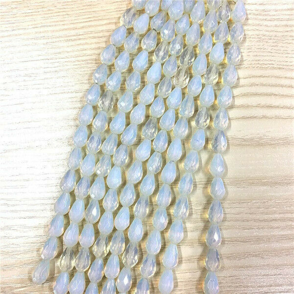 1 Strand/16Pcs 12x8mm White Opal Faceted Teardrop Loose Beads DIY Jewelry HH445