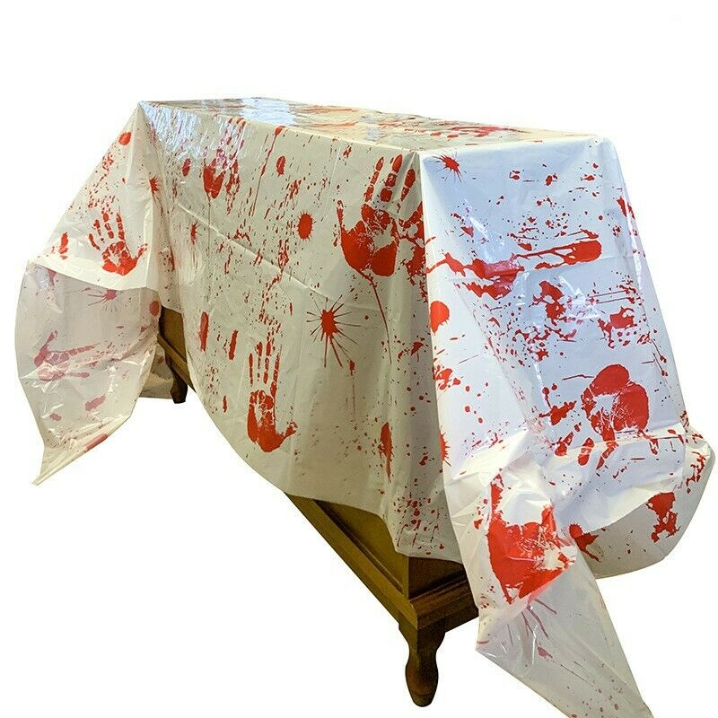 Halloween Decorations Horror House Decor Blood Handprint Tablecloth Bloody Ap DF
