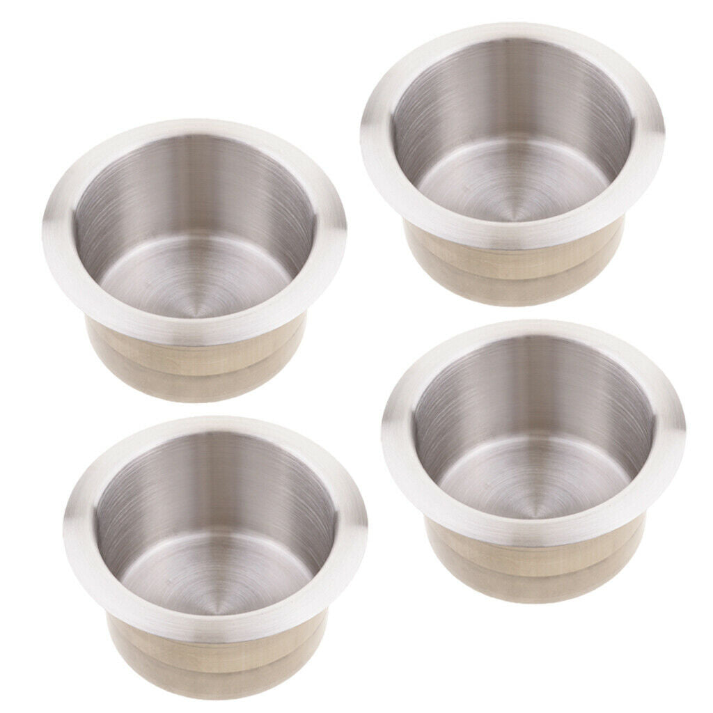 4pcs Stainless Steel Recessed Cup Drink Holder Marine Boat RV Camper 85x55mm