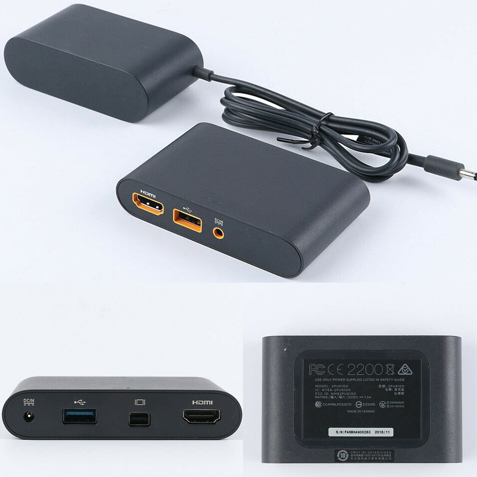 For HTC Vive VR Headset Virtual Reality Link Box with Power Adapter Wire Set