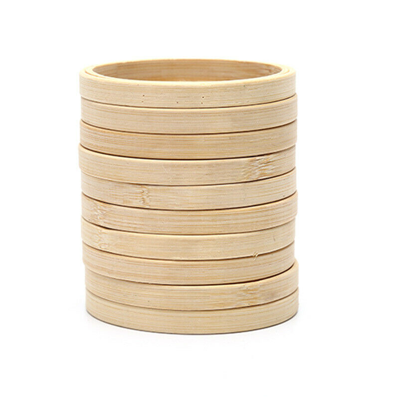 10 Pieces 4 Inch Bamboo Embroidery Hoops Round Wooden Circle Cross StitDD