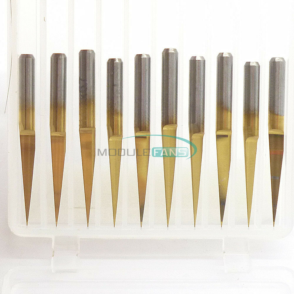 5PCS 3.175mm Carbide PCB Engraving Bits CNC Router Tool V-Shap 0.1mm 10 Degrees