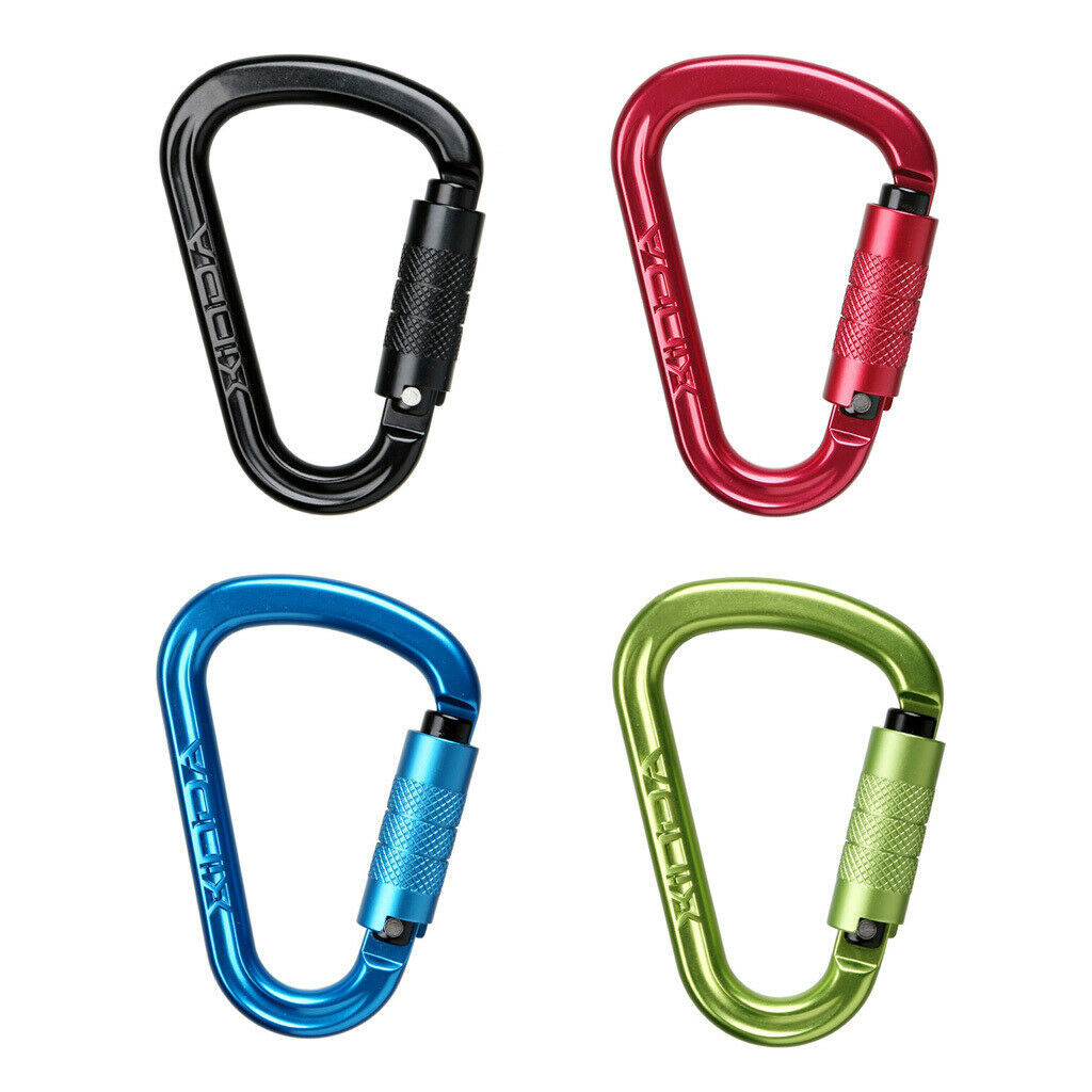 Outdoor Rock Climbing Pear Shape 25KN Auto Locking Carabiner Black