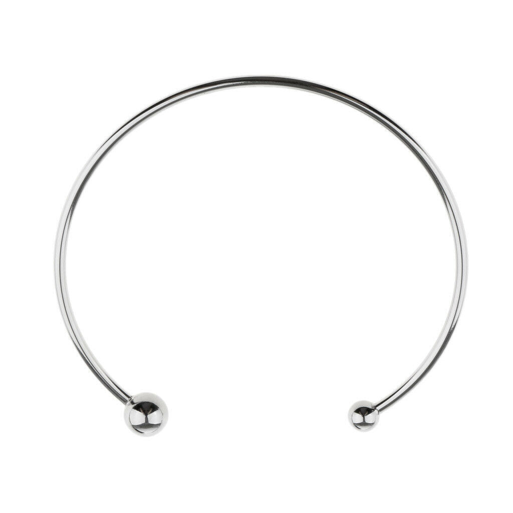 Double Ball Stainless Steel Open Cuff Bracelet Adjustable Mother Day Gift