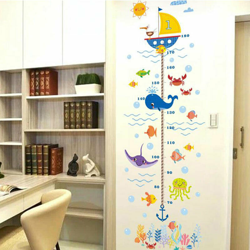 Children Height Stickers Animals Wall Stickers Kids Living Room Home Decorat FG