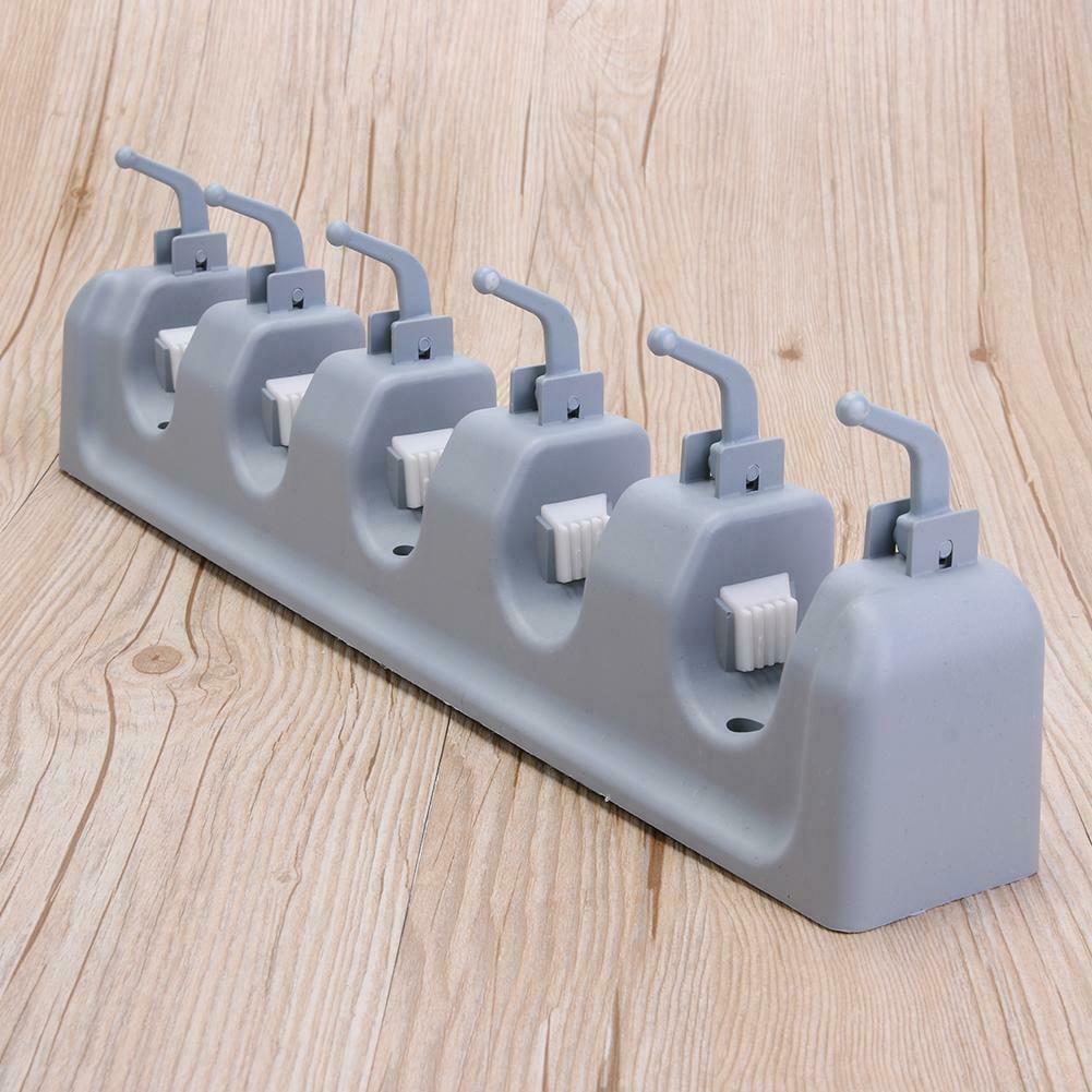 ABS Plastic Mop Holder Broom Organizer 5 Slots 6 Hooks Wall Mounted @