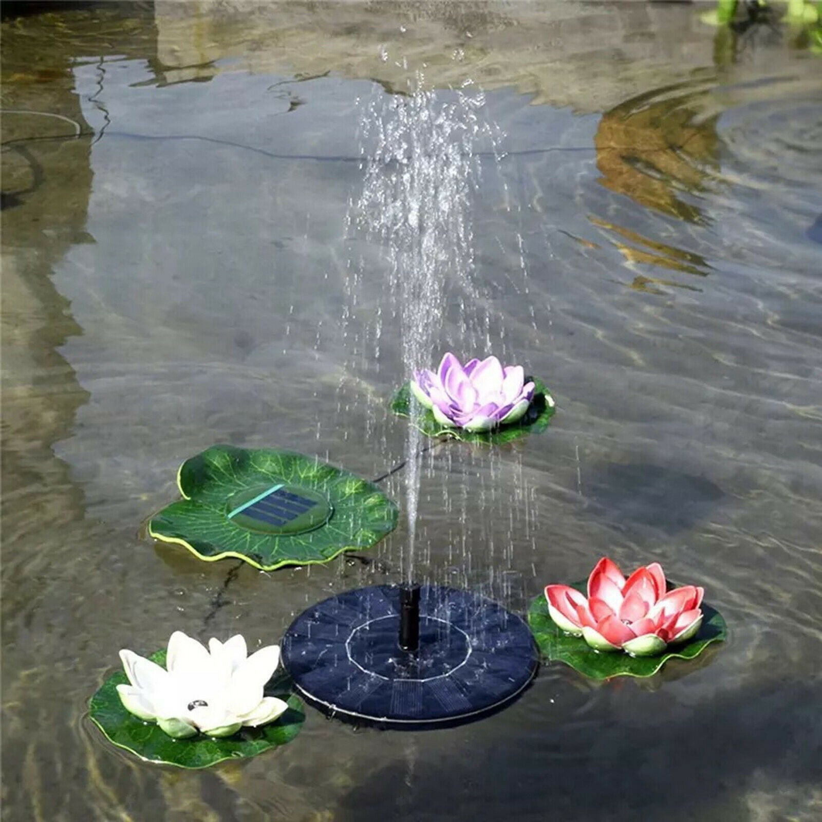 Solar Power Fountain Bird Bath Water Pump Floating Garden Pond Decoration