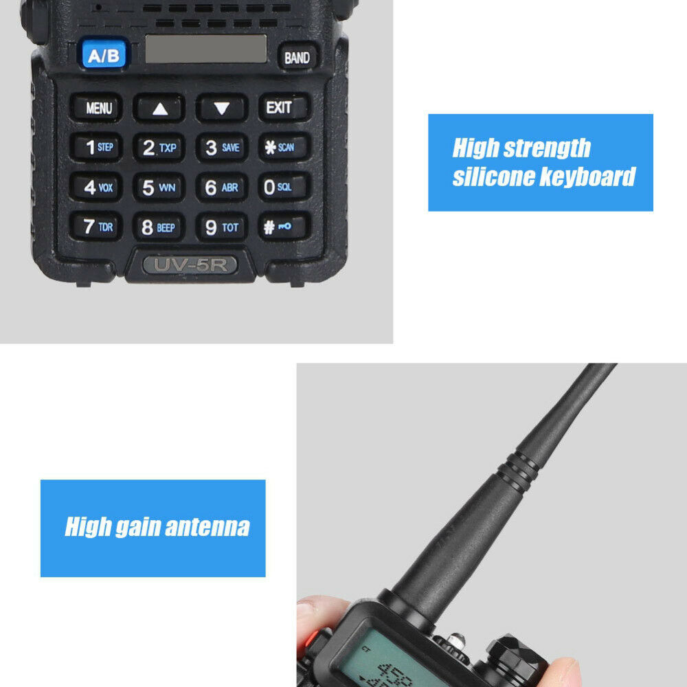 100-240V UV-5R Walkie Talkie FM Transceiver Dual-Band Two-way Radio US