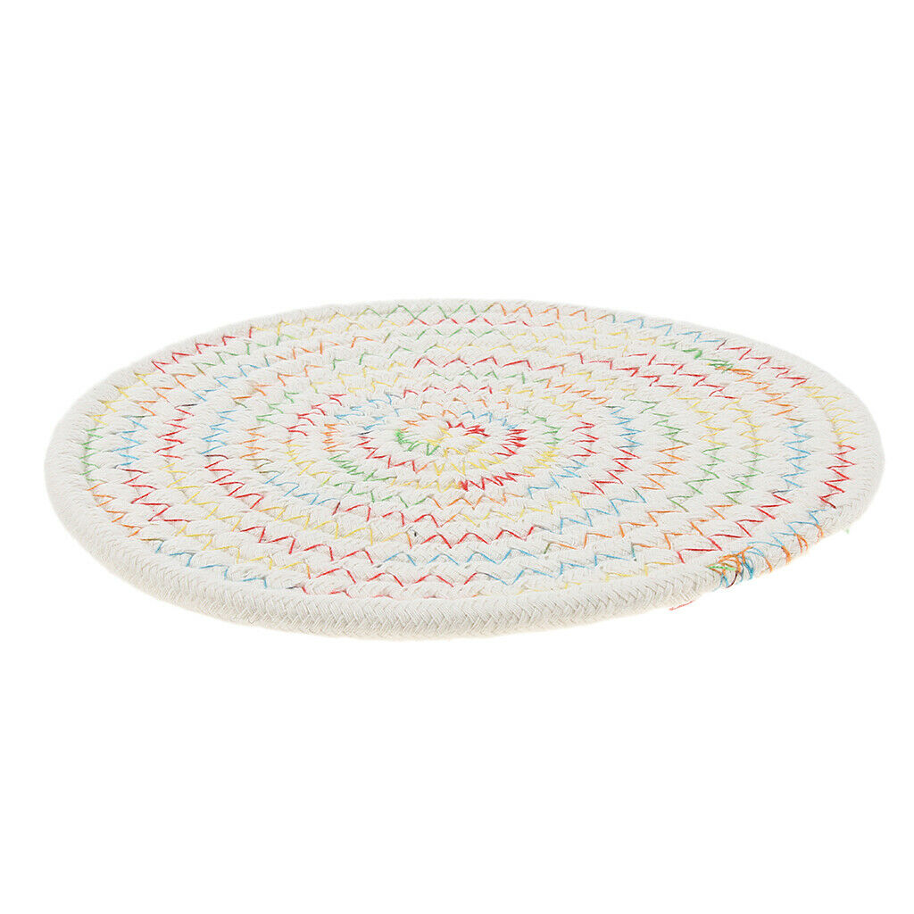 Round Cotton Braided Table Placemat Mat Coaster for Cup Saucer Bowl Teapot