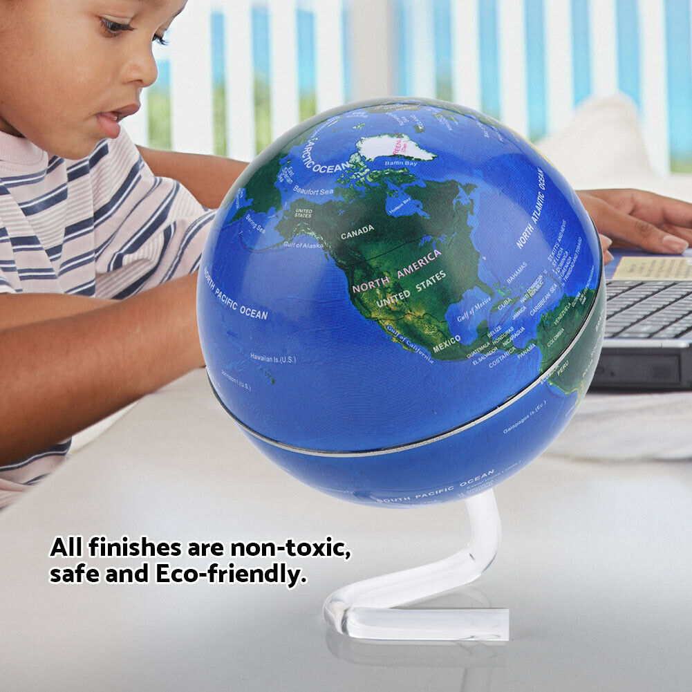 Spinning World Globe for Kids Leaning Small Earth Globe Home Desk Decoration