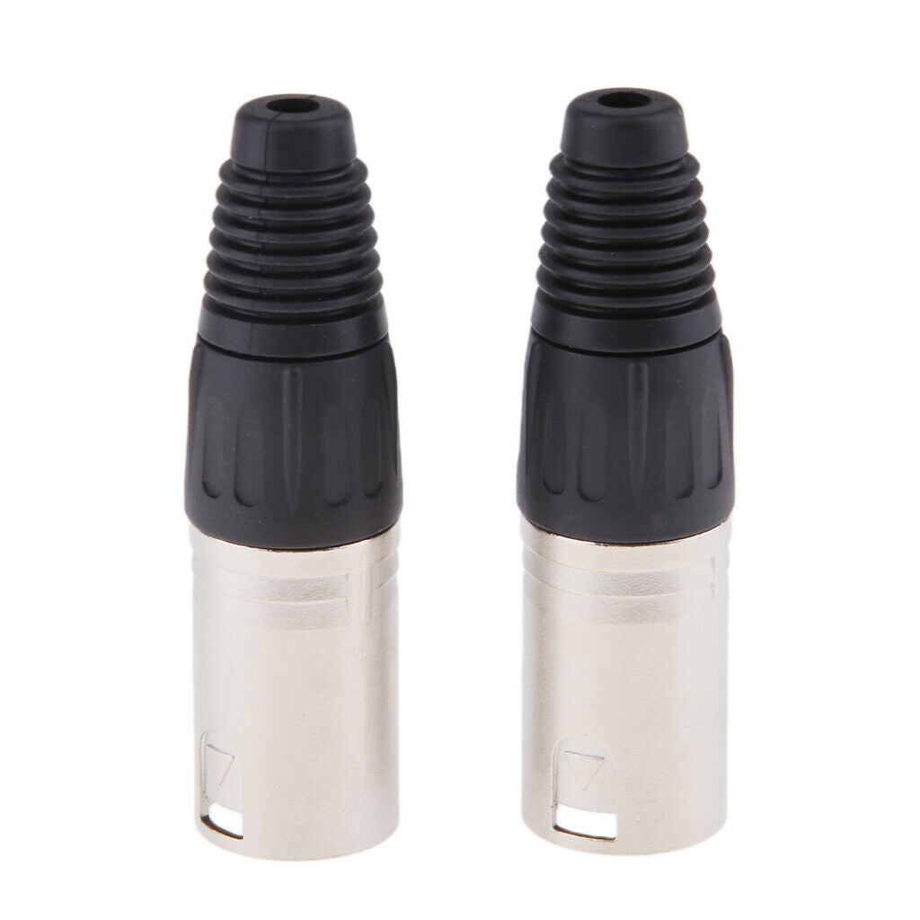 2 Pieces Metal 4Pin/4P XLR Connector Plug Male Audio Microphone Connector