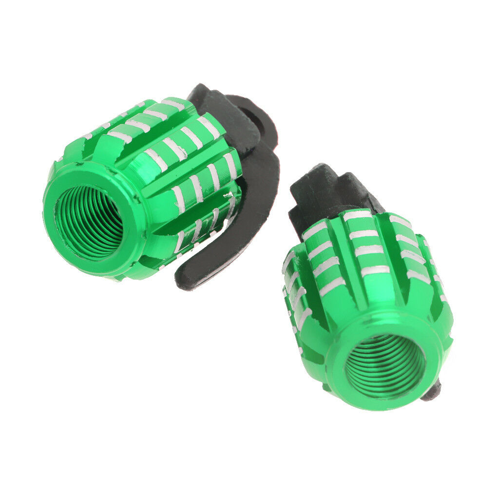 2pcs  Shape Tire Tyre Valve Dust Caps for Car Motorcycle Bike -Green