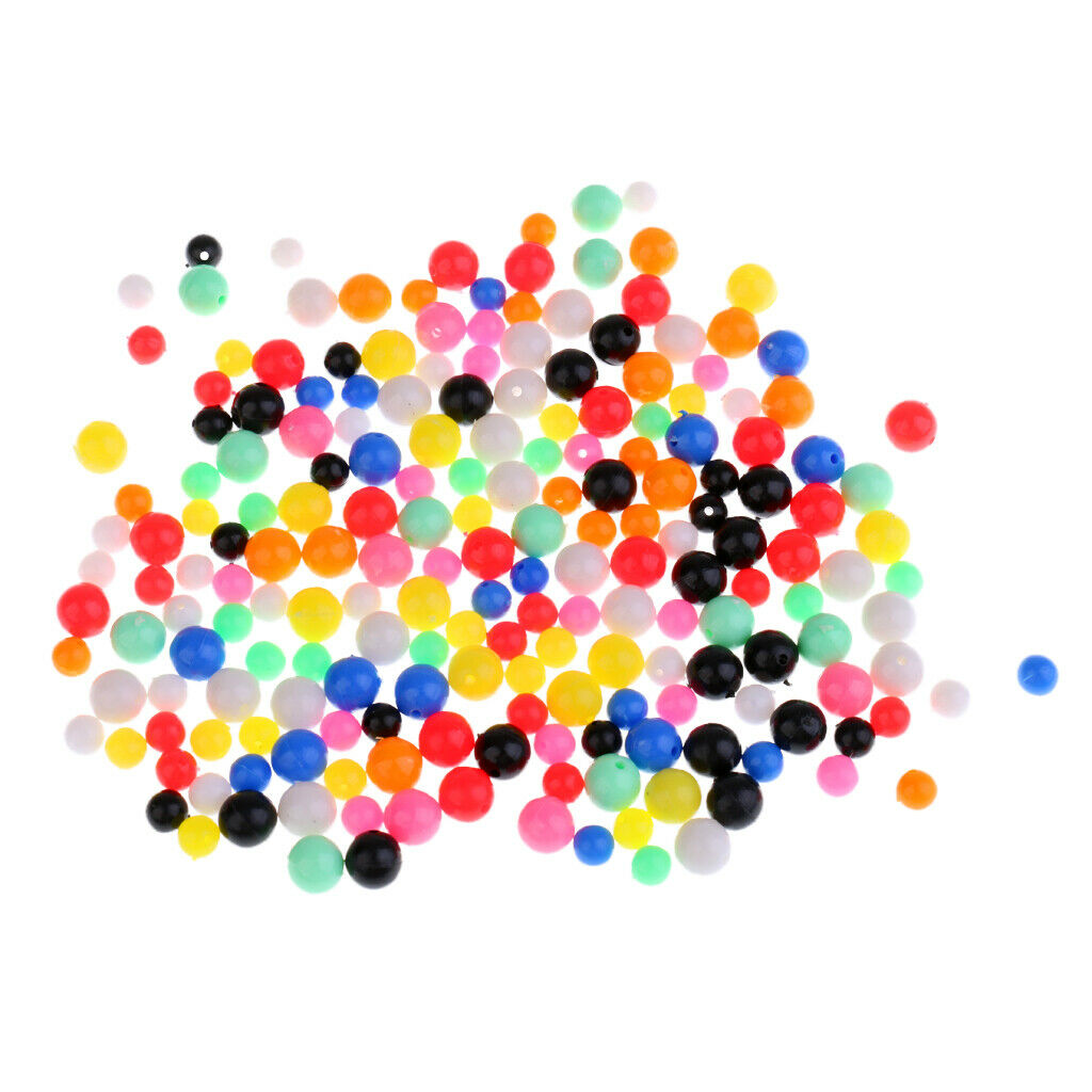 200x Multi-color Fishing Beads Lure Round Fishing Line Beads Tackle 6mm 8mm