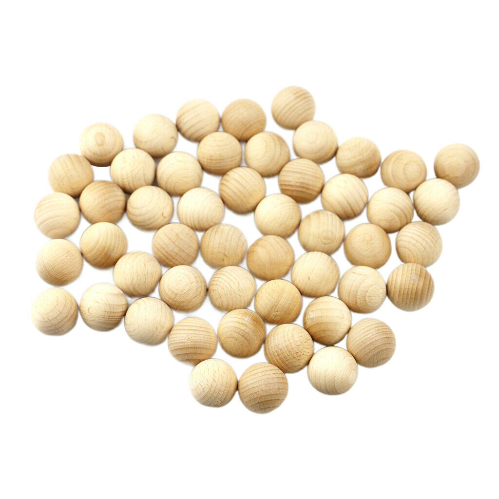 50Pack Unfinished Wooden Beads Loose Spacer DIY Crafts Jewelry Making 2.5cm