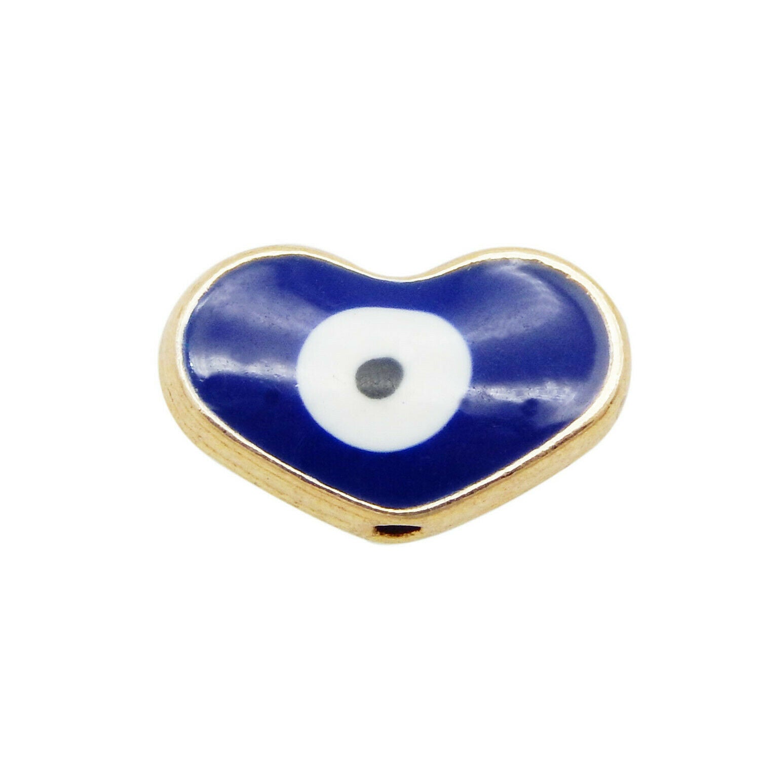 12 Enamel Turkish Evil Eye Heart Spacer Loose Bead Bracelet Craft Jewelry 5*14mm