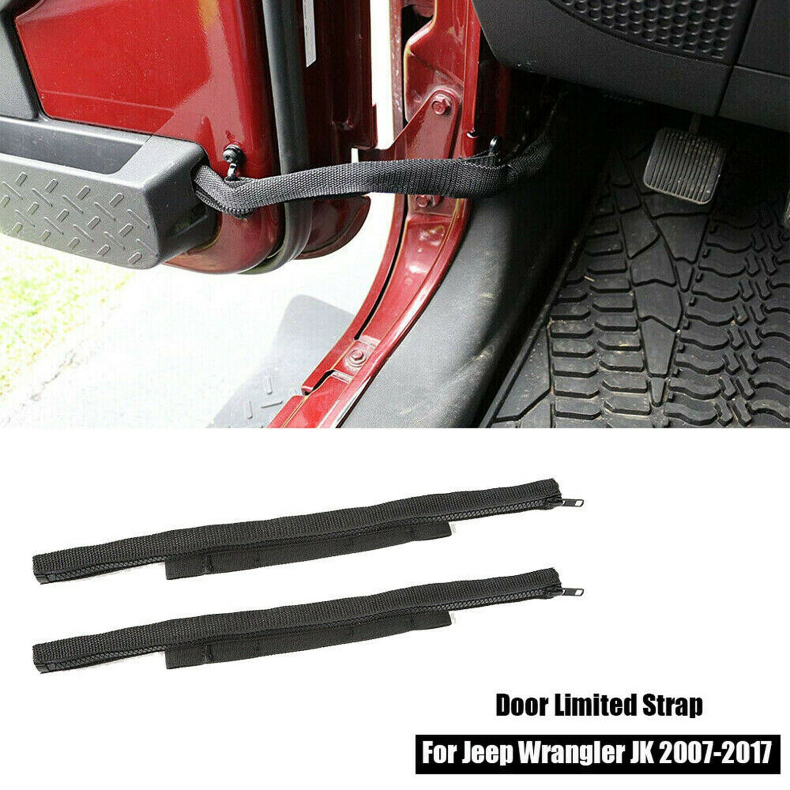 2Pcs Car Black Door Limiting Straps Replaces for Jeep Wrangler JK 2007-2017