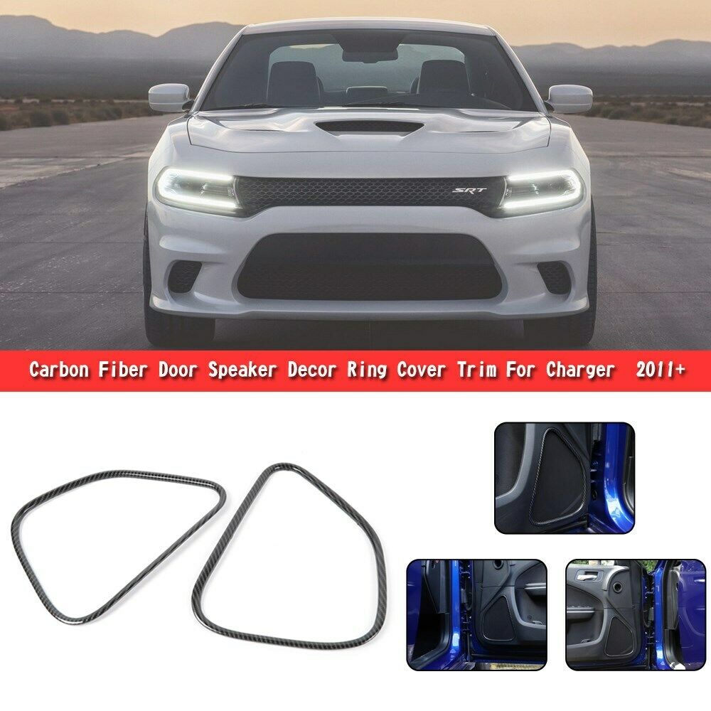 Carbon Fiber Door Speaker Decor Ring Cover Trim For Charger  2011+ P