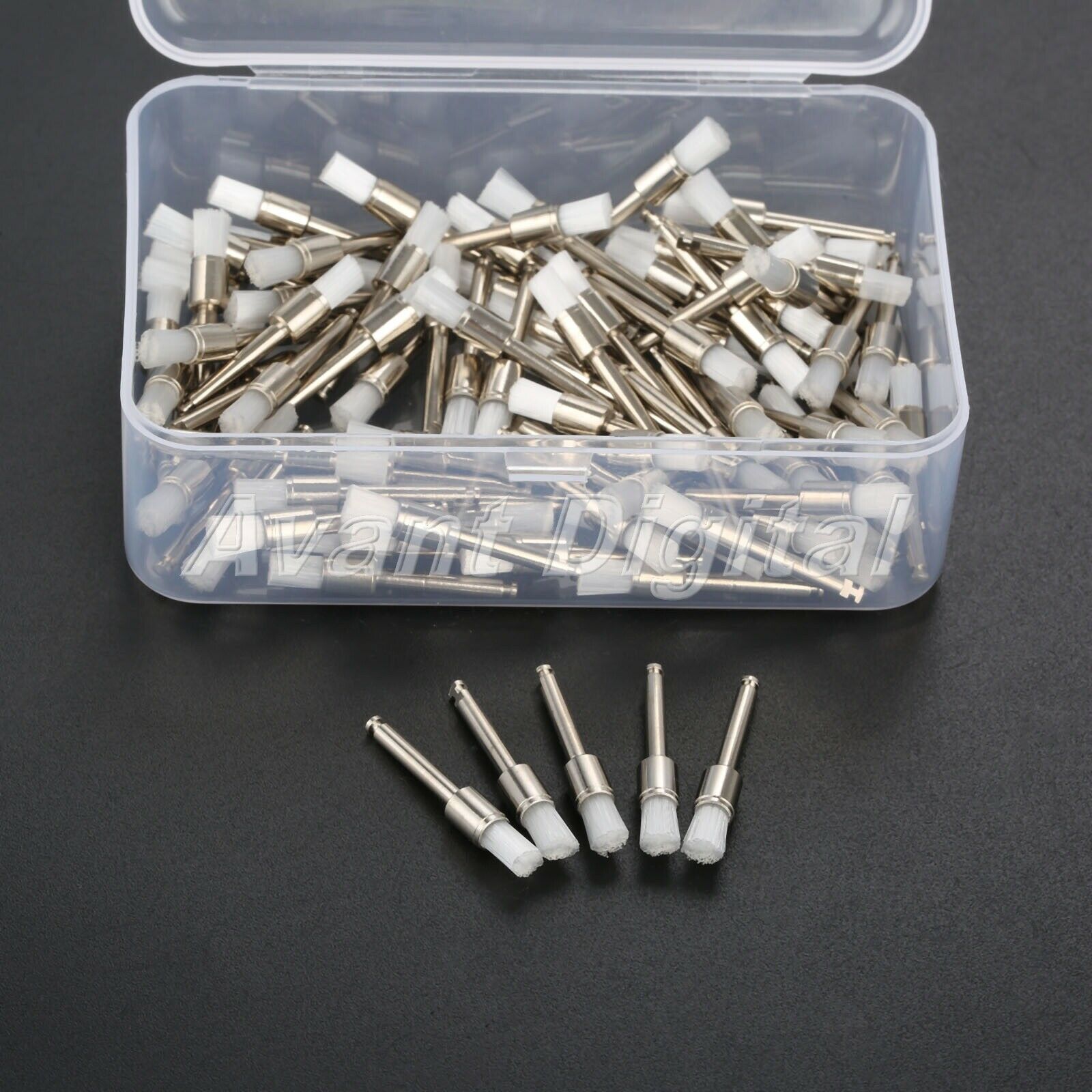 100pcs Lab Clinic Dental Prophy Brushes Polishing Flat Polisher White 2.6cm +Box