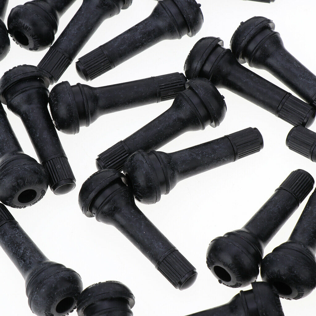 100pcs Snap-In Black Rubber Valve Stems TR414 for Tubeless 0.453inch 11.5mm Rim