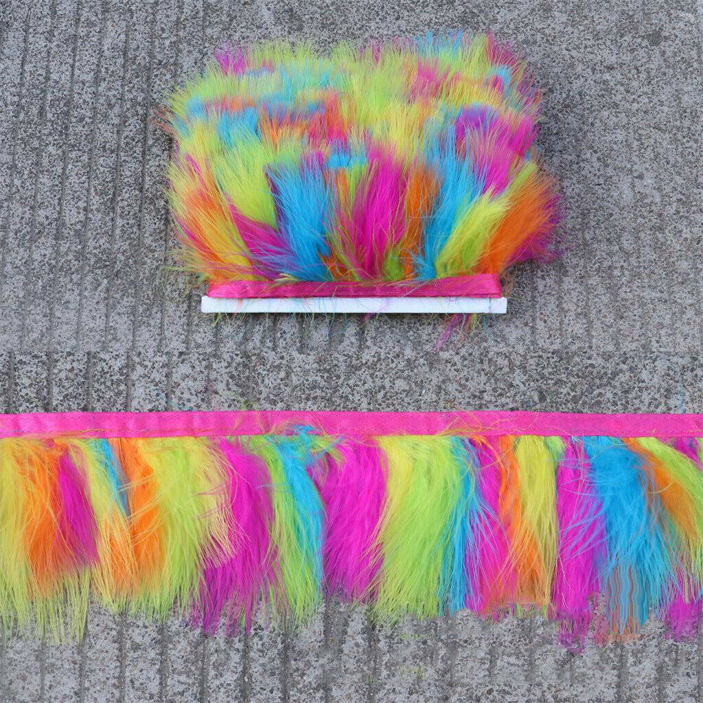 Premium 2M Turkey Feather Trim Clothes Decorative Cut Fluffy Fringe Craft 8-10cm