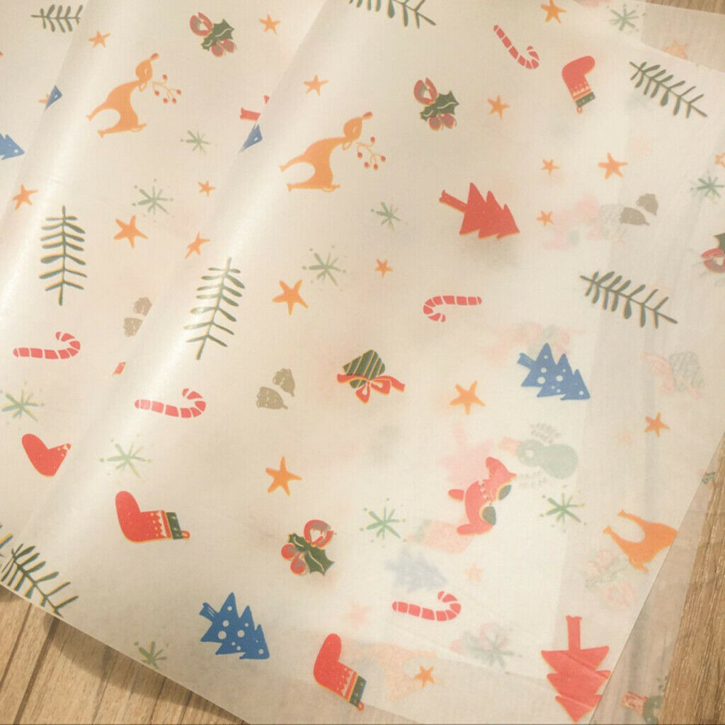 50pcs Christmas Waterproof Food Wrapping Paper Wax Paper Candy Cookie Paper