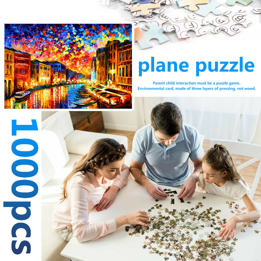 Water Night City Paper Puzzles 1000pcs Adults Kids Jigsaw Picture DIY Toys @