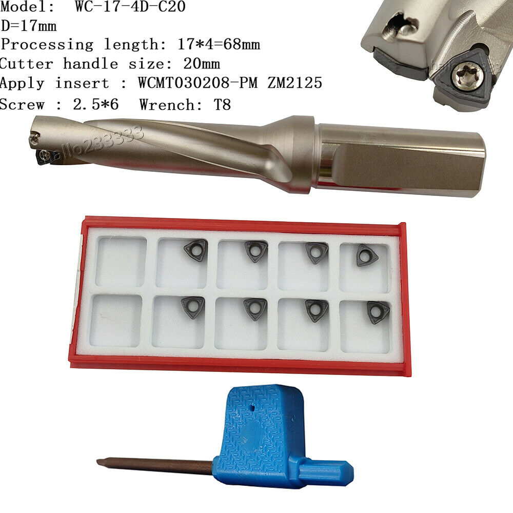 WPD-170-4D-C20 17mm U drill indexable drill +5PC WCMT030208-PM ZM2125 CNC insert