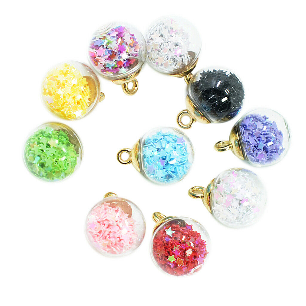 10x 16mm Assorted Color Glass Ball Charms DIY Earring Jewelry Findings