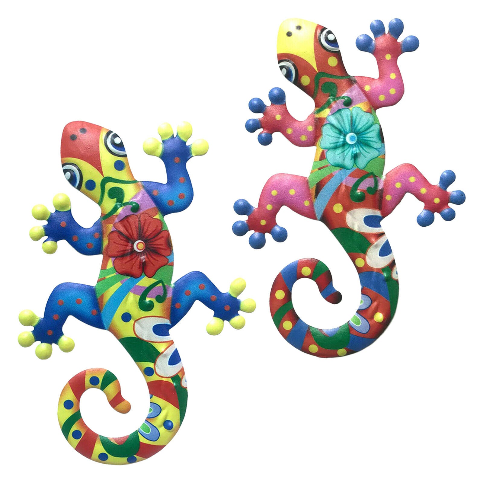 2pcs Metal Gecko Wall Art Wall Hanging Lizard Sculpture Outdoor Garden Fence